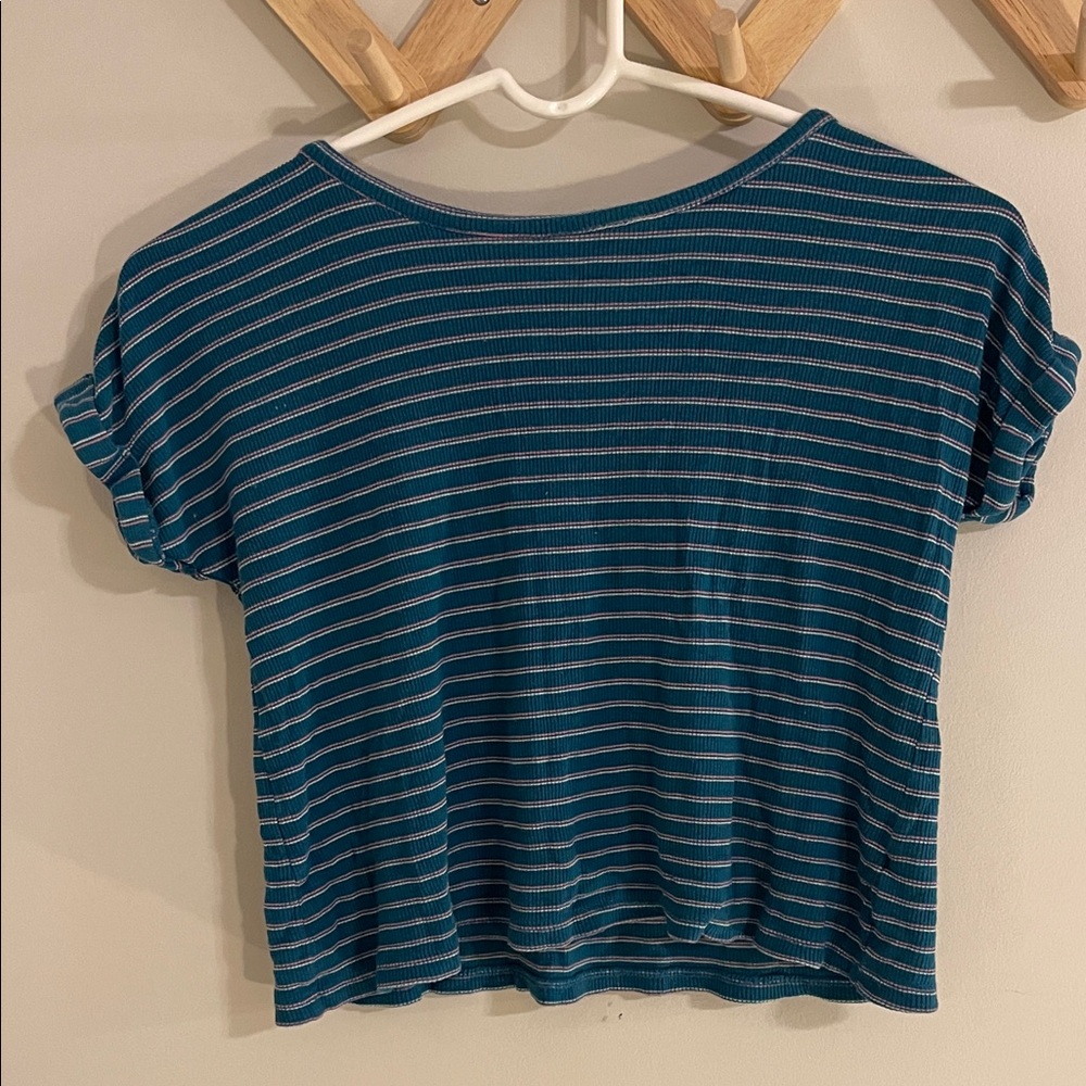 Striped Teal Girls Top